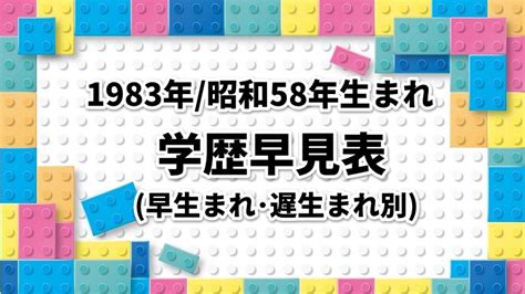 1983年生|1983年[昭和58年]生まれ【学年・入学・卒業 早見表】｜早生まれ 